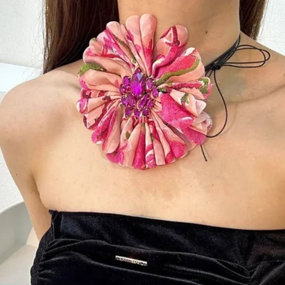 Pink Floral Pendant Necklace M499